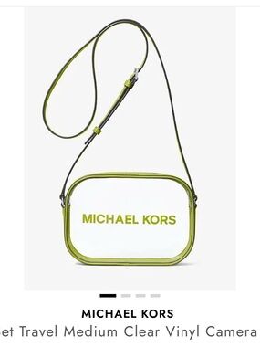 MICHAEL KORS Clear Camera Crossbody with Lime Trim